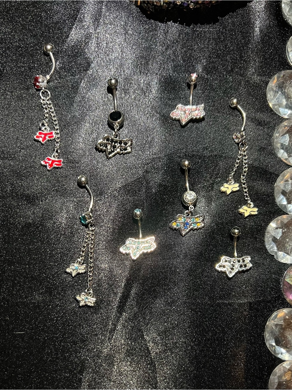 8 Piece Charm Belly Ring - Multicolor Accents